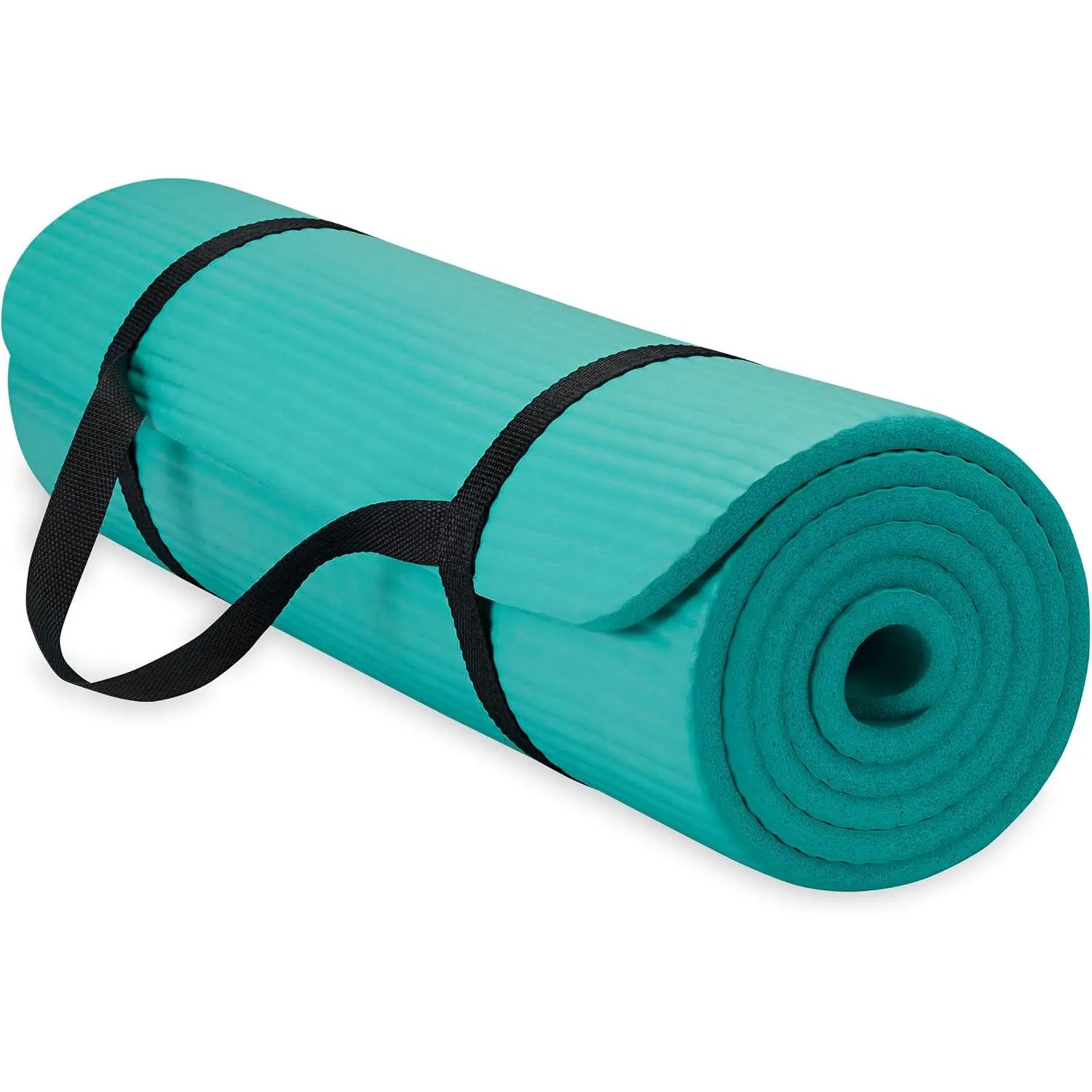 Thick Yoga Mat, Exercise & Fitness Mat with Easy-Cinch Carrying Strap| Non-Slip NBR Foam| Joint Cushioning| Yoga, Pilates, Fitness & Floor Workouts| 72"L x 24"W