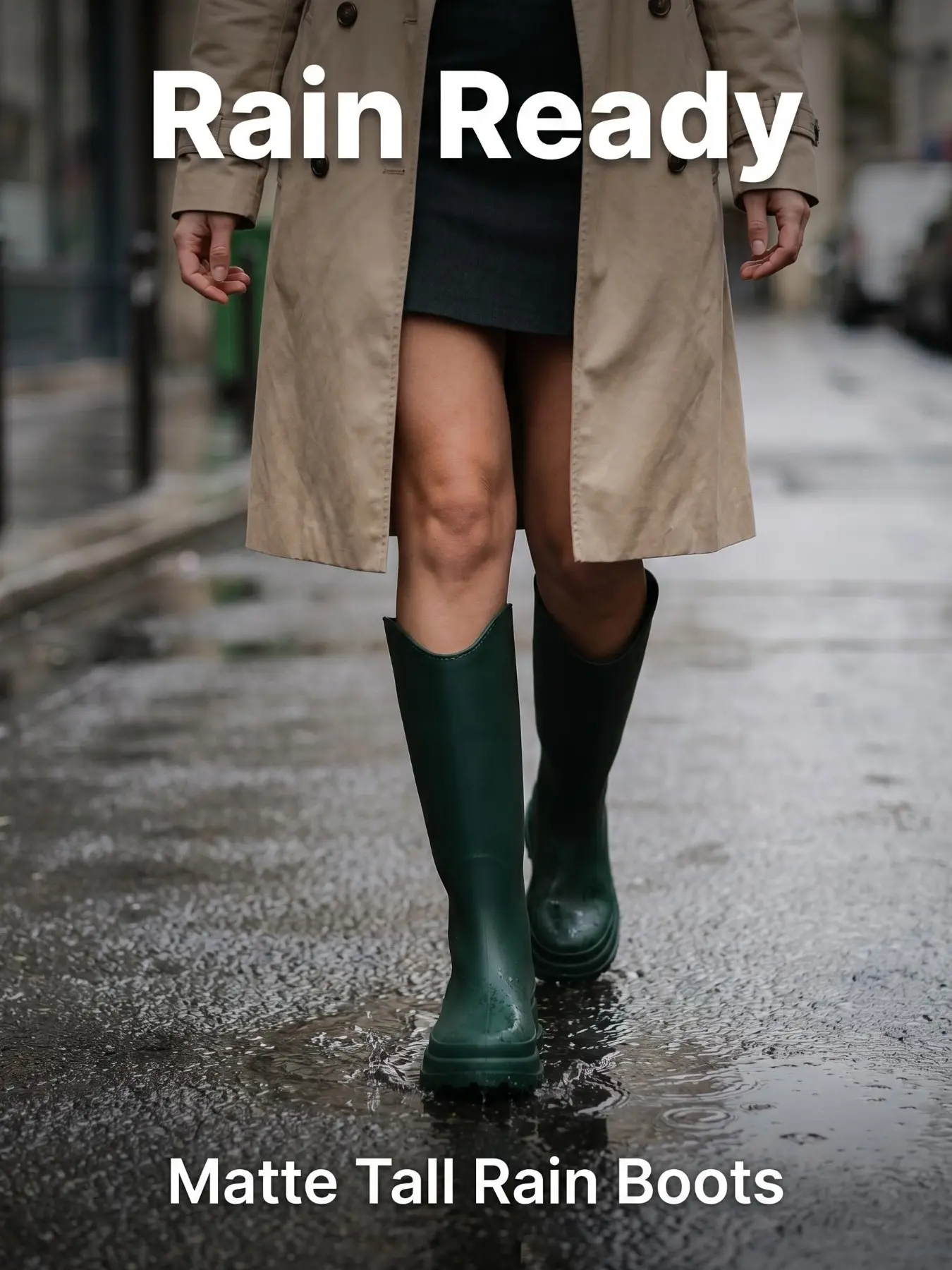 Women's Waterproof Over-The-Knee Rain Boots, General Boot, Trendy Boots Fashion Thick Sole Non-Slip PVC Material, Casual Round Toe Spring & Fall Shoes