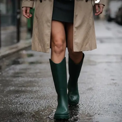 Women's Waterproof Over-The-Knee Rain Boots, Fashionable Rain Boots, Trendy Boots Fashion Thick Sole Non-Slip PVC Material, Casual Round Toe Spring & Fall Shoes