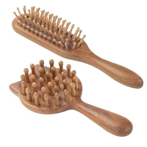 Loc Comb, Wooden Scalp Massage Comb, Sandalwood Head Massage Tool with Smooth & Rounded Bristles, Loc Brush for Dreads, Air Cushion Hair Brush