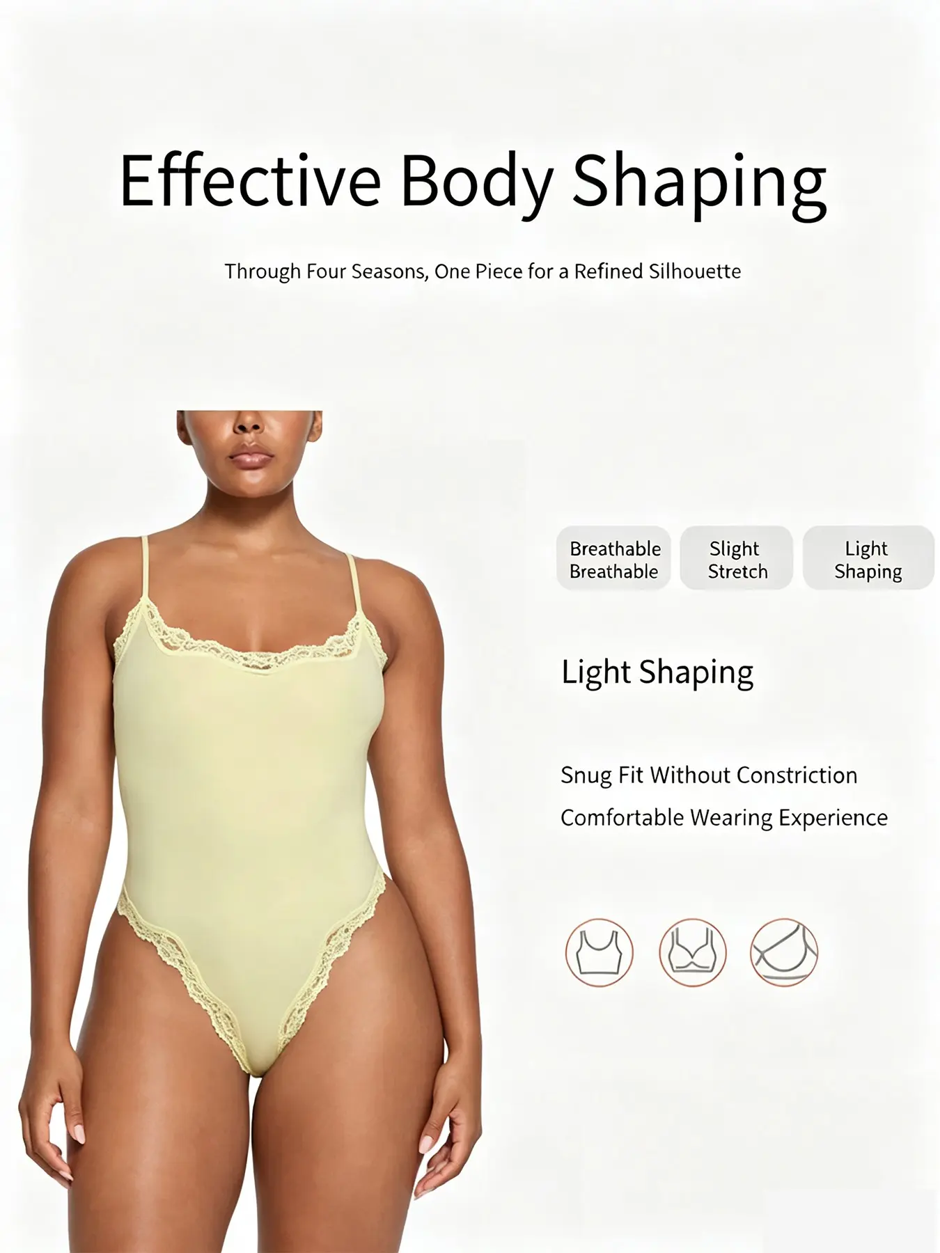 Lace Strap Seamless Underwear, Wearable Shapewear Bodysuit, High Cut Comfortable Belly Control, Bikini Crotch Design, All Day Comfort