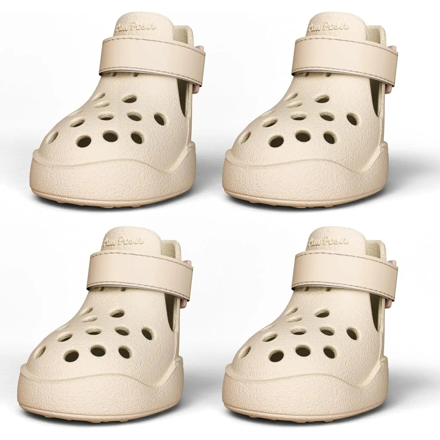 Dog Shoes: Non-Slip Waterproof Sandals for Hot Pavement, Breathable Perforated Boots, Large/Medium/Small Sizes, Ideal Paw Protector, Outdoor Clog Booties (Beige)