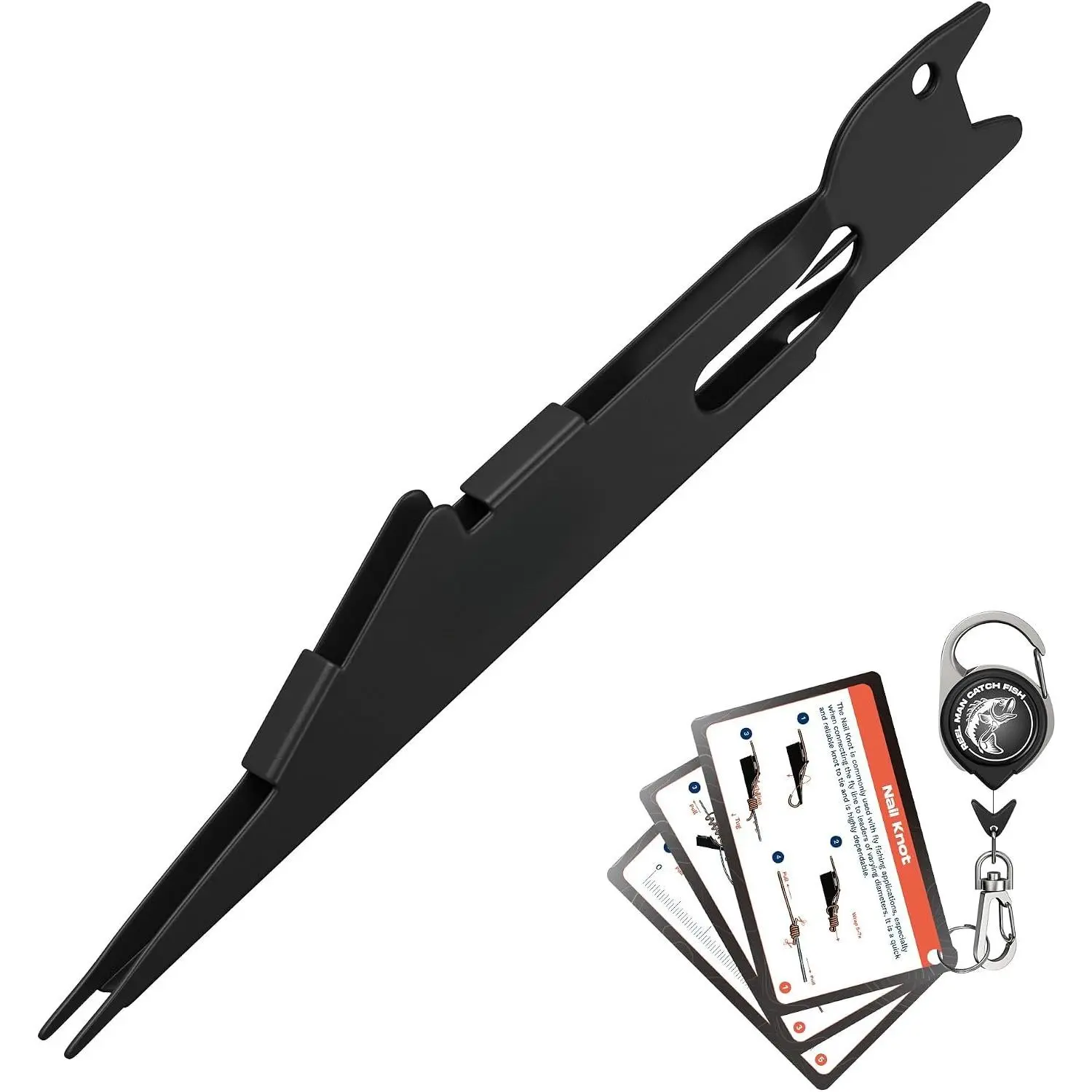 Fishing  Knot Tying Tool Combo|Includes  Pocket Guide,  Knot Tying Tool with Hook Cleaner, Zinger Retractor|Fly Fishing Accessories Fishing Gifts & Stocking Stuffers for Men