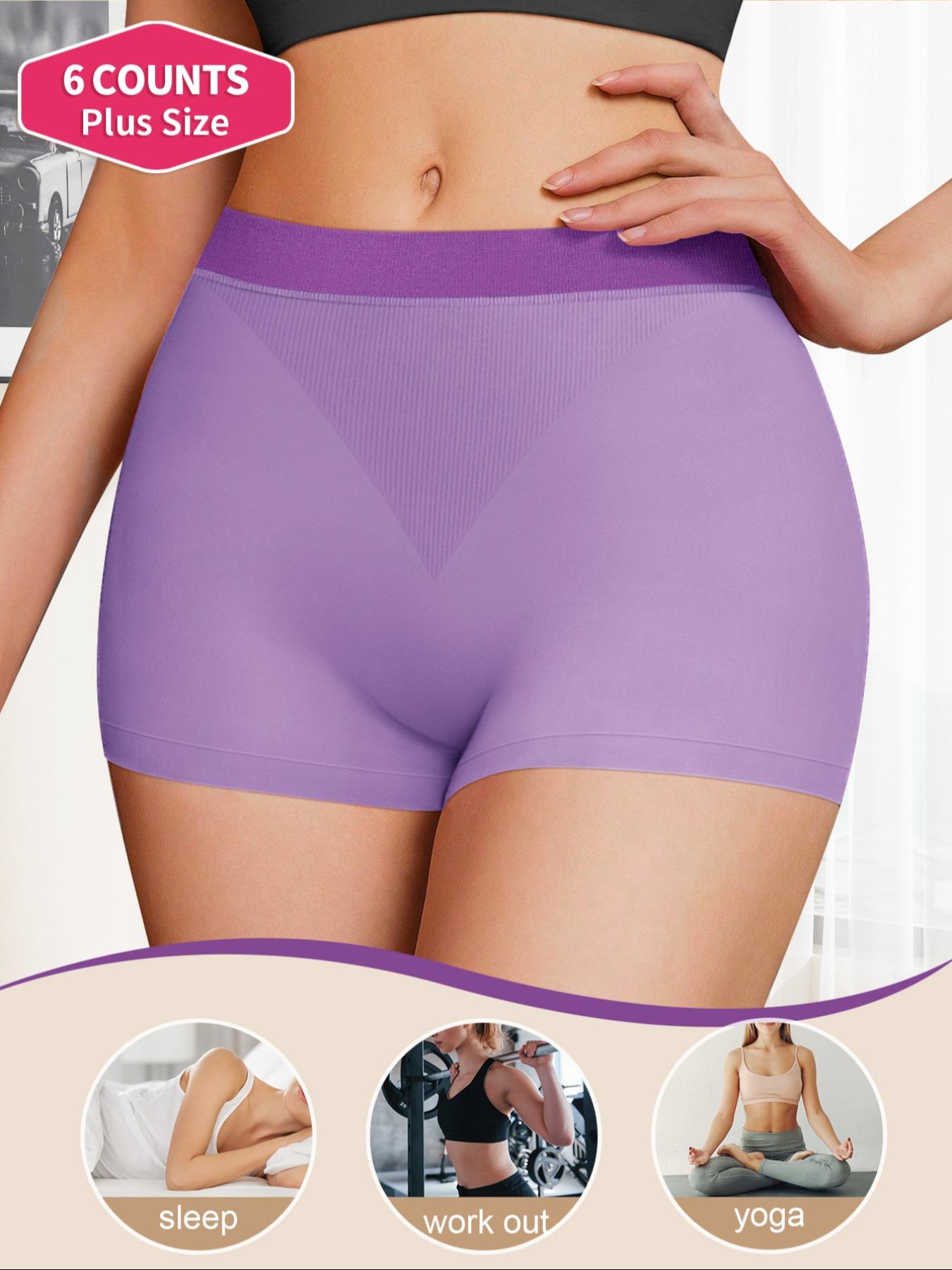 【Plus Size】 Solid Color Boyshorts, Soft Comfy Breathable Panty for Daily Wear, Women's Underwear for All Seasons