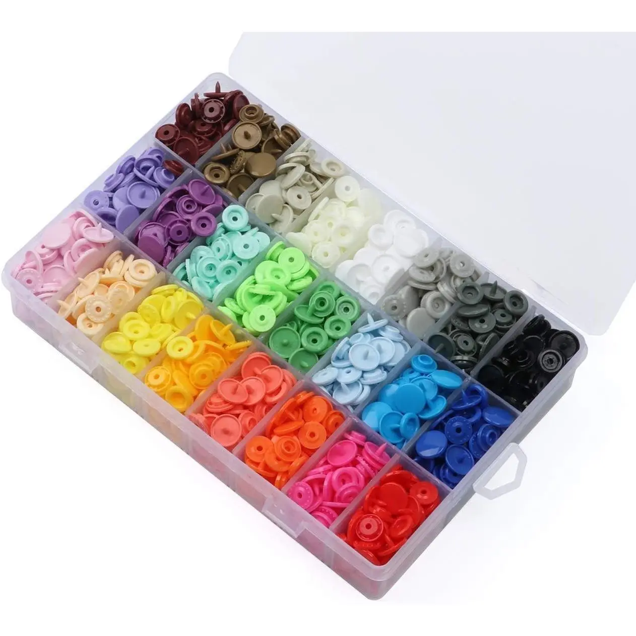 408 Sets Plastic Snap Buttons, T5 Snaps for Fabric, 24 Colors, Easy to Install, Durable, Tools Not Included, for Baby Clothing, Diapers Bibs, Clothes Bags, DIY Handmade SewingGift