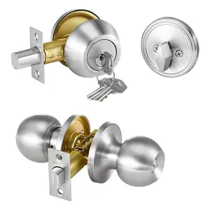 VEVOR Door Knob and Deadbolt Set, Satin Nickel Entry Door Knob and Single Cylinder Deadbolt Combo Pack, Fit for 1-3/8" to 1-3/4" Door Thickness, Door Lockset with Deadbolt for Entrance and Front Door