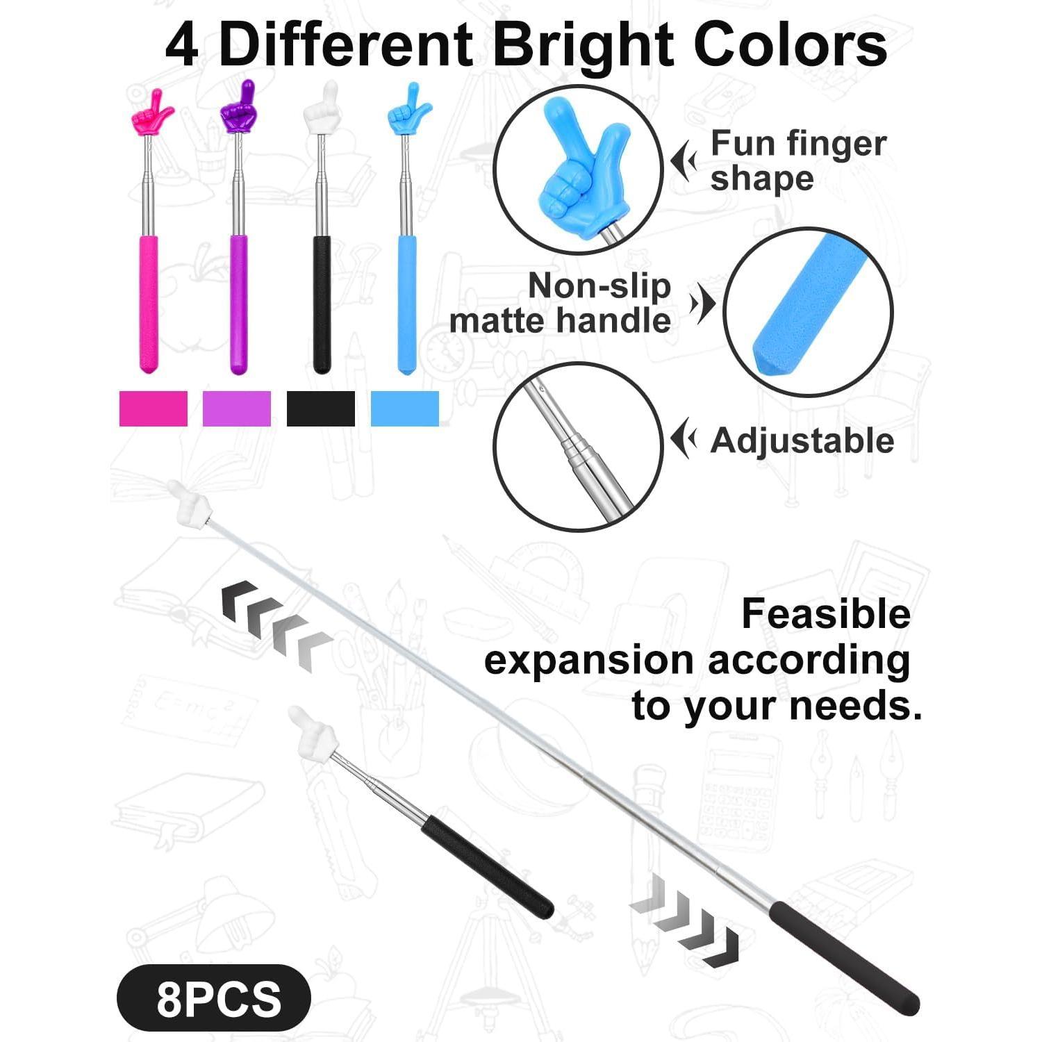 8 count Mini Telescopic Teacher Pointers, Retractable Finger Pointer Sticks for Classroom Presentations, Extendable Hand Pointers with 4 Colors - Essential Classroom Supplies 8 count Mini Telescopic Teacher Pointers, Retractable Finger Pointer Sticks for Classroom Presentations, Extendable Hand Pointers with 4 Colors - Essential Classroom Supplies