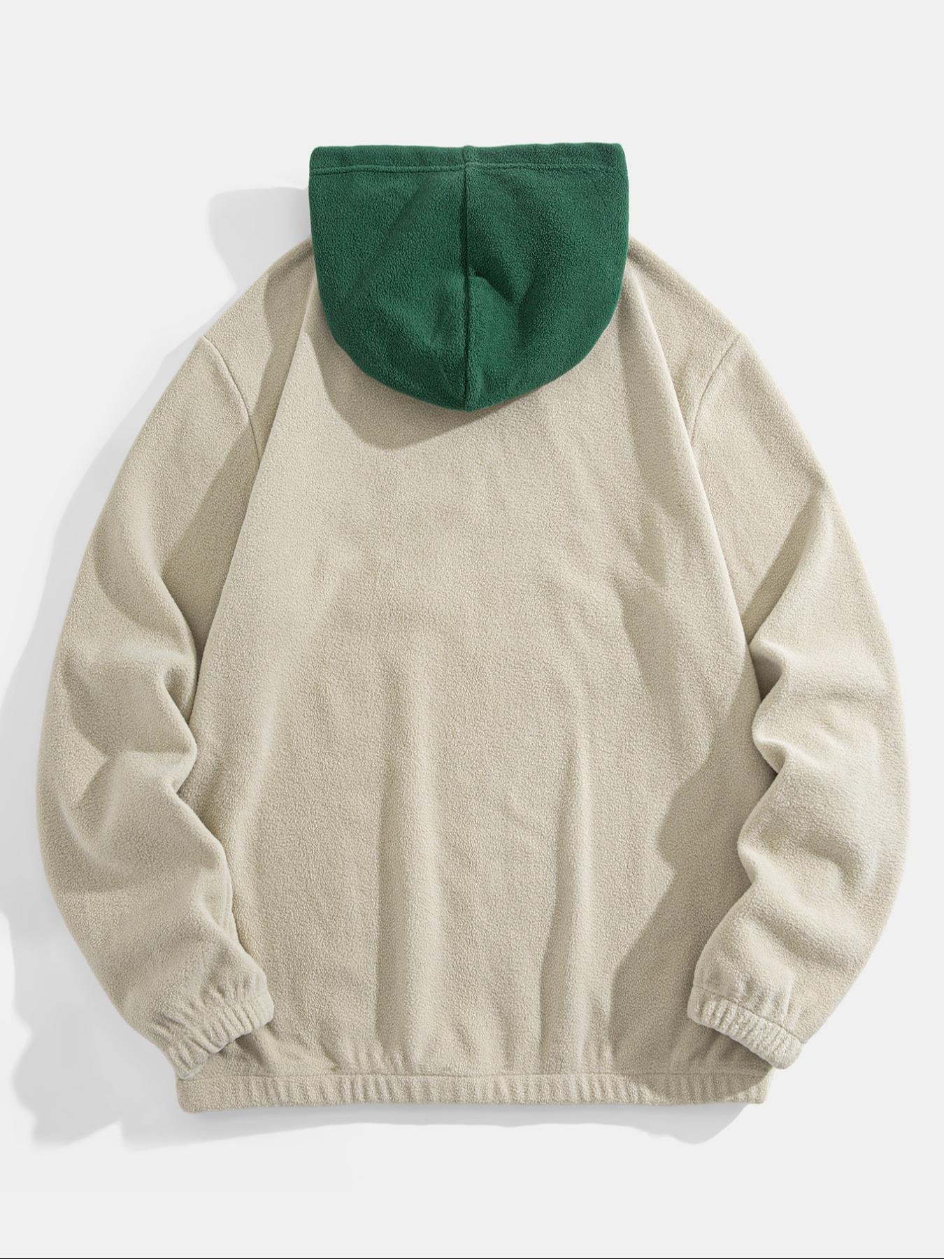 Men's Colorblock Patchwork Letter & Landscape Print Raglan Sleeve Color Contrast Hoodie, Casual Fashion Loose Drawstring Long Sleeve Hooded Sweatshirt for Fall & Winter, Men's Clothes for Daily Wear, Menswear