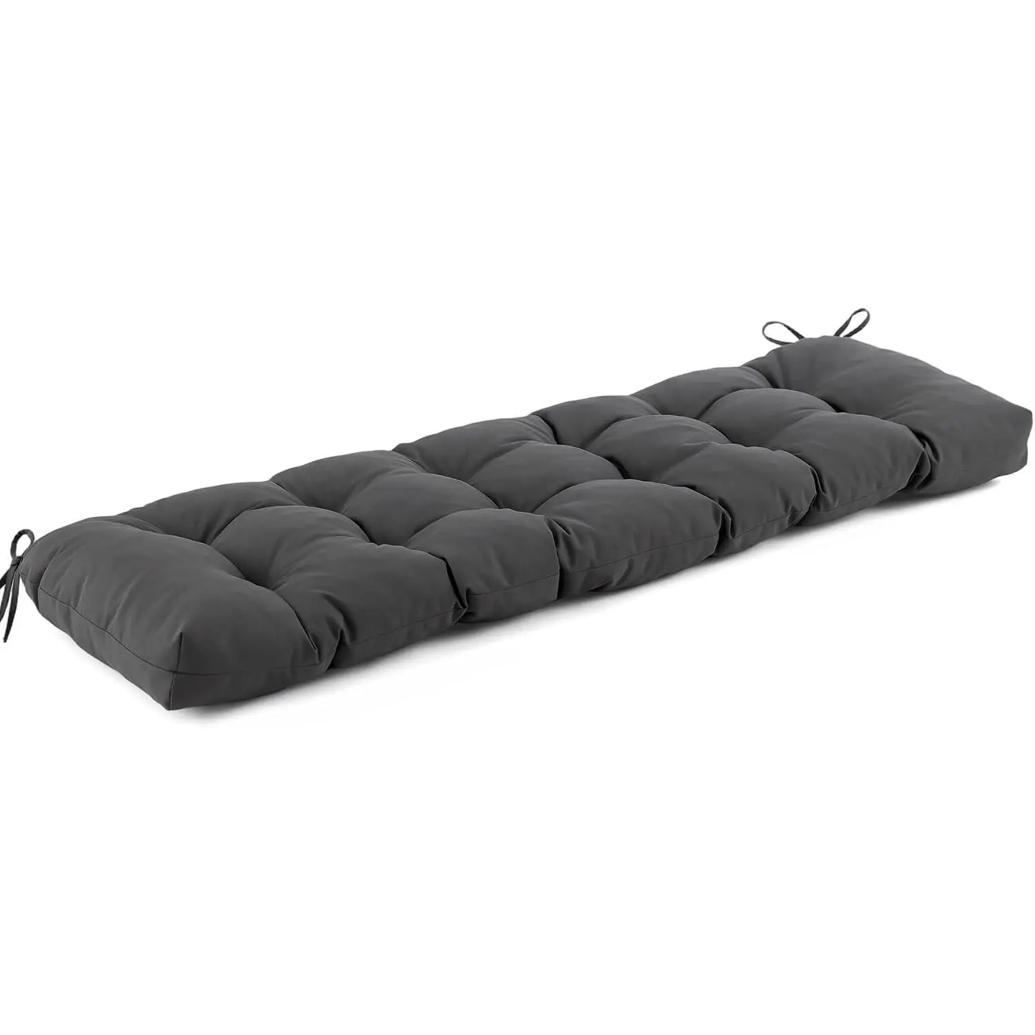 Outdoor Bench Cushion 48x18x5 Inch, Waterproof & Fade-Resistant Patio Furniture Cushions, Tufted Memory Foam Indoor/Outdoor Cushions for Couch Swing with Non-Slip Backing & Straps, Dark Grey