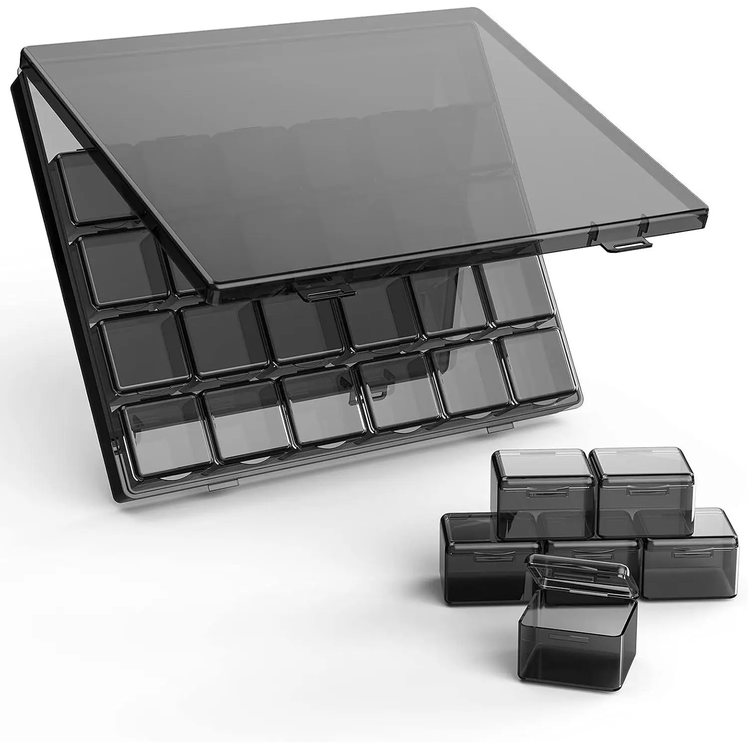 30 Packs Plastic Stackable Organizer Container with , Mini Containers for Beads, Glitter, ,  or Seed Storage - Black (Black)