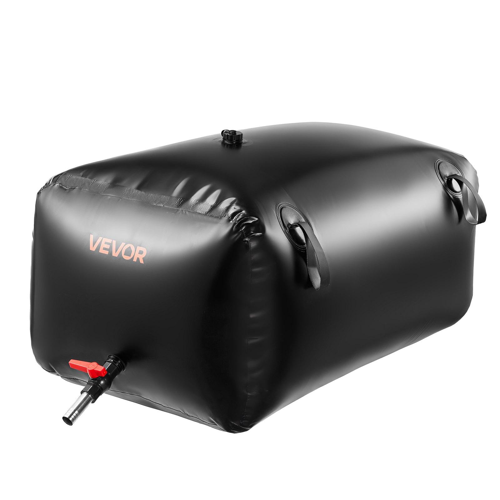 VEVOR Water Storage Bladder, 63.4 Gal Collapsible Water Storage Bag, Wear-Resistant 1000D PVC Soft Waters Bag, Leakproof Camping Tank Containers for Garden Irrigation RV Emergency Use, Black