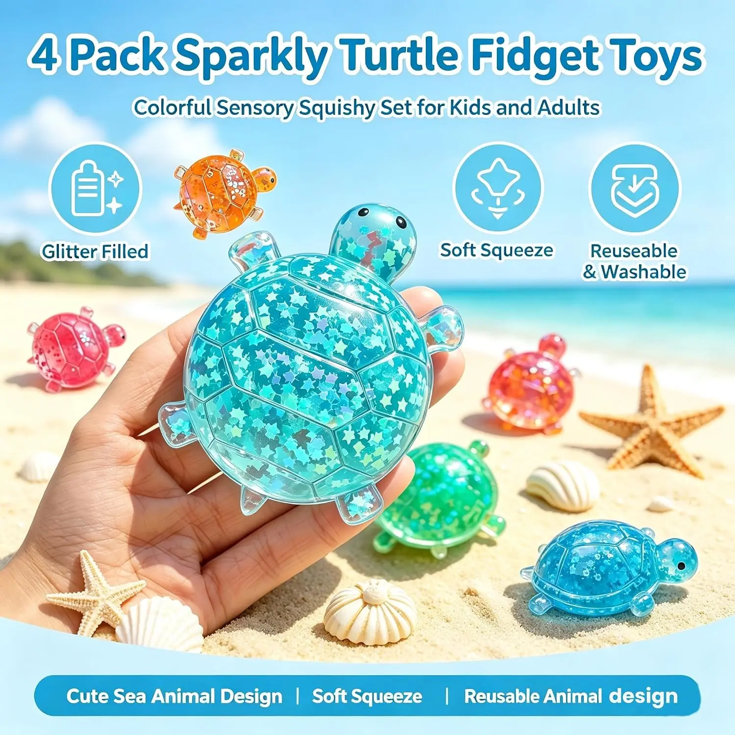 Glitter maltose turtle squishy in vivid colors. Cute cartoon, crystal bouncy TPR jelly, slow-rebound fingertip stress fidget. Pocket portable, perfect for desk decor, school rewards, home play & holiday gifts.