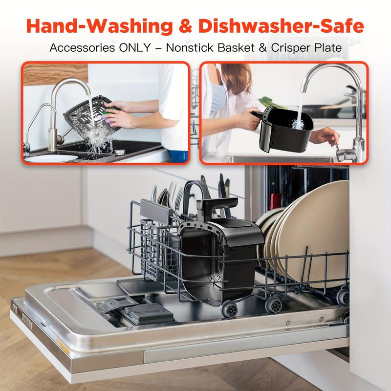 [10-in-1 Air Fryer] 10-in-1 Digital LED Touch Screen Air Fryer, 7.5QT stainless steel material Oilless Cooker with 10 Preset Cookings, Dishwasher-Safe Basket & 20pcs Air Fryer Paper Liners