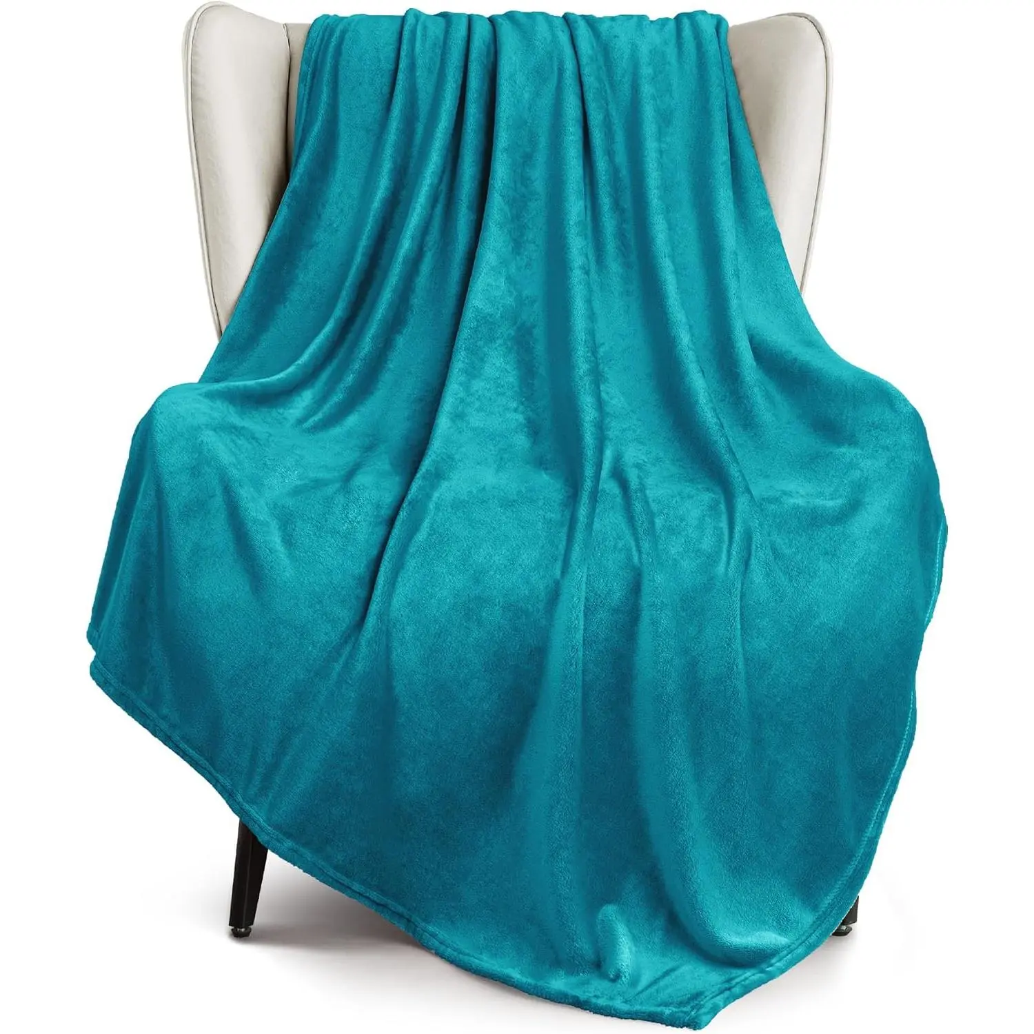 Soft Large Fleece Throw Blanket for Couch, Teal| 50x70 Inches,-Sided Brushed Flannel, Lightweight Plush Cozy Blanket for Home Decor, All Season, Machine Washable