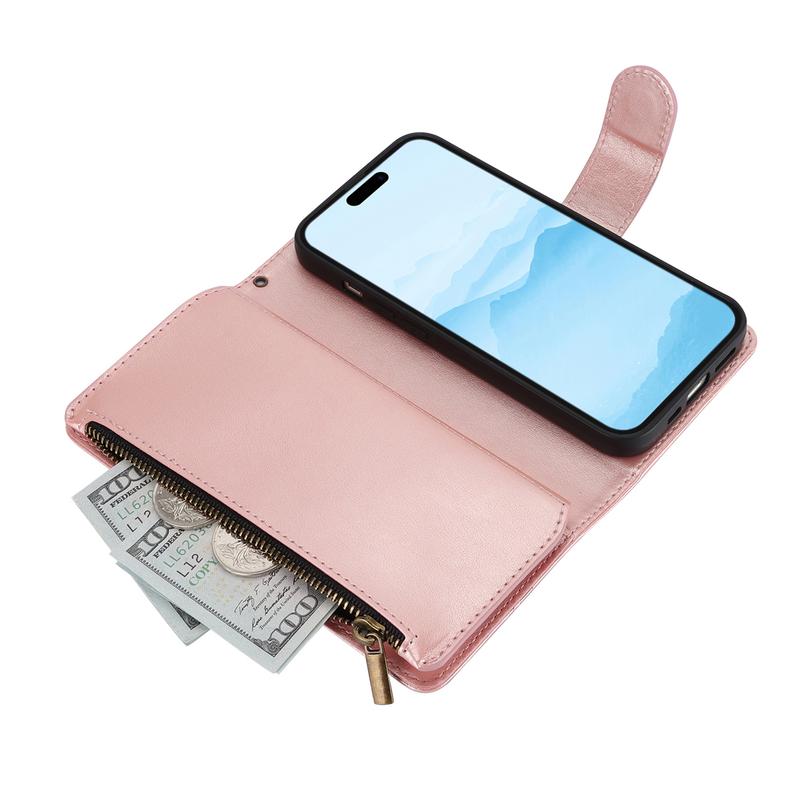 HISTORYOO For iPhone 17 Pro Max Air 17 16 15 14 Plus 13 12 Pro Phone Case Lanyard Cute Floral Embossed Butterfly Wallet Wrist Strap 6 Card Slots Standing Function Zipper Pocket Soft PU Leather Flip Fold Stand Magnetic Closure Protective Cover Women Girls