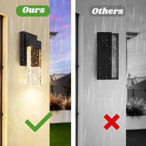 2 Packs Outdoor Wall Light Fixtures with Crystal Bubble Glass, Waterproof Exterior Sconces LED Wall Lanterns, Porch Lights Wall Mounted 10W 3000K Outside Lights for House Front Door Garage Entryway