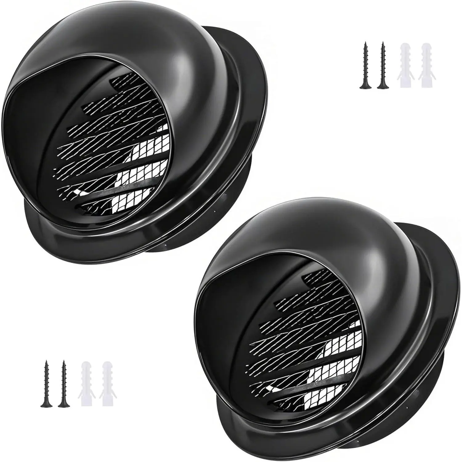 3" Vent Round Cover, Stainless Steel Wall Round Vent Hole Ventilating Cover, Air Ventilation and Exhaust Wall Vent Outlet , HVAC Ducting Vent Cover (Black 2 count 3inch)