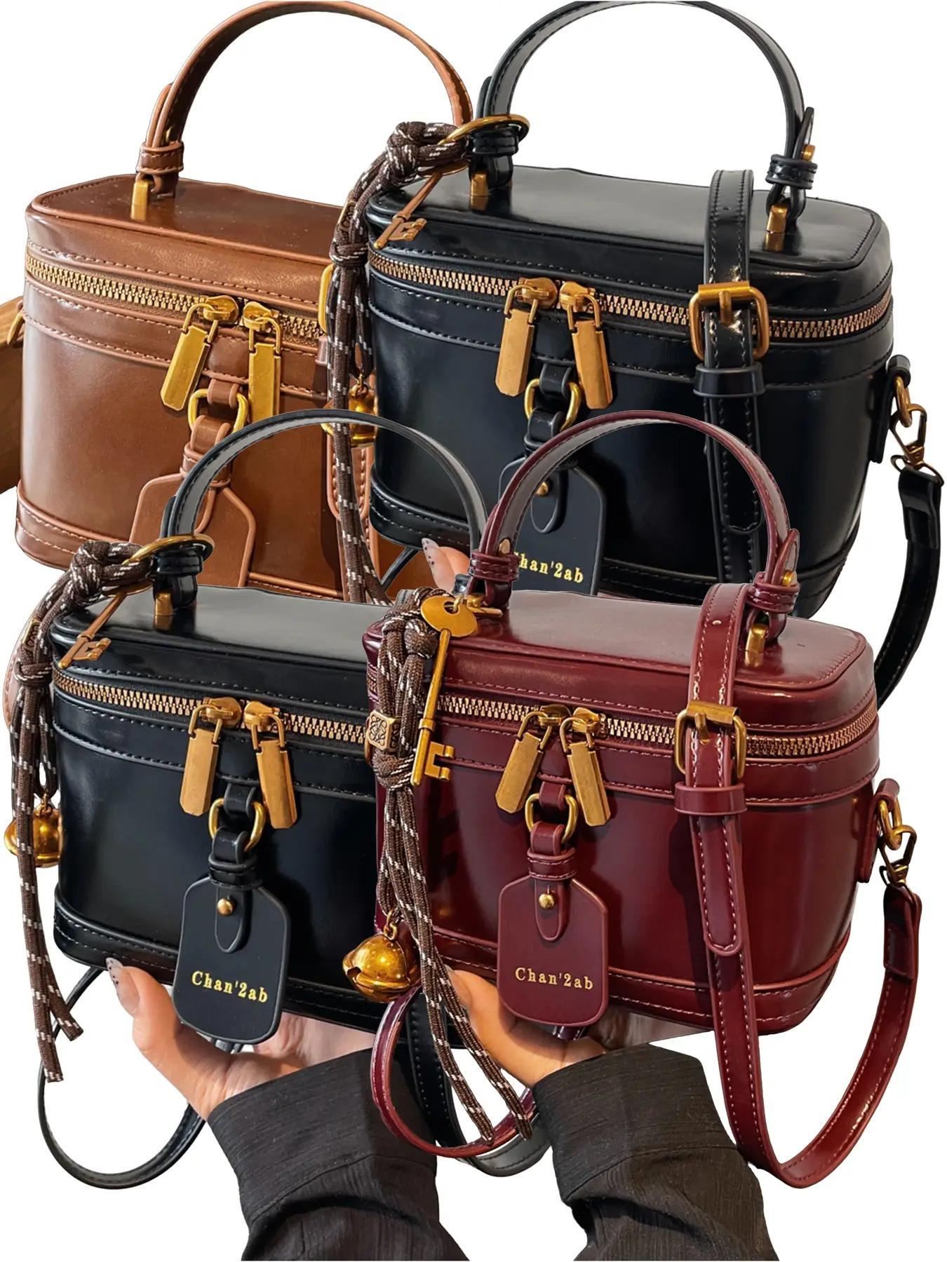 Women's Elegant Minimalist Handbag, Fashionable Retro Simple Style Crossbody Bag with Charm, Casual Trendy Versatile High-quality Daily Commuting Bag, Sling Purse, Casual Shoulder Bag