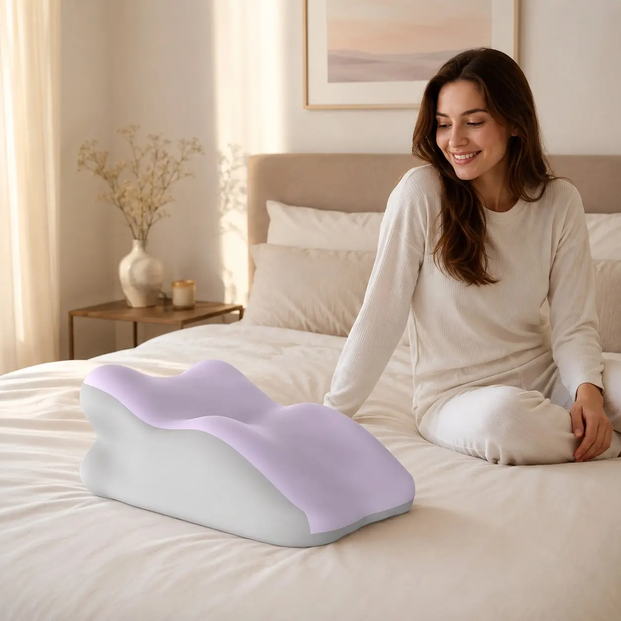 Multi-Purpose Wedge Cushion, Memory Foam, Sofa Reading, Bed Relaxing, Leg Support, Detachable Cover, Wxz-45