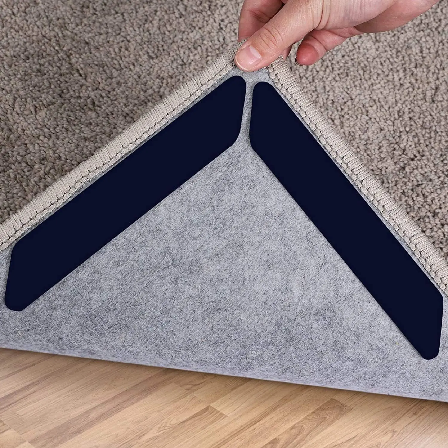 16 count Rug Tape,  Sided Washable Removable  Curling Rug Corner Holder, Keep Rug in Place Non Slip Adhesive Rug Stopper for Hardwood Floors and Tile