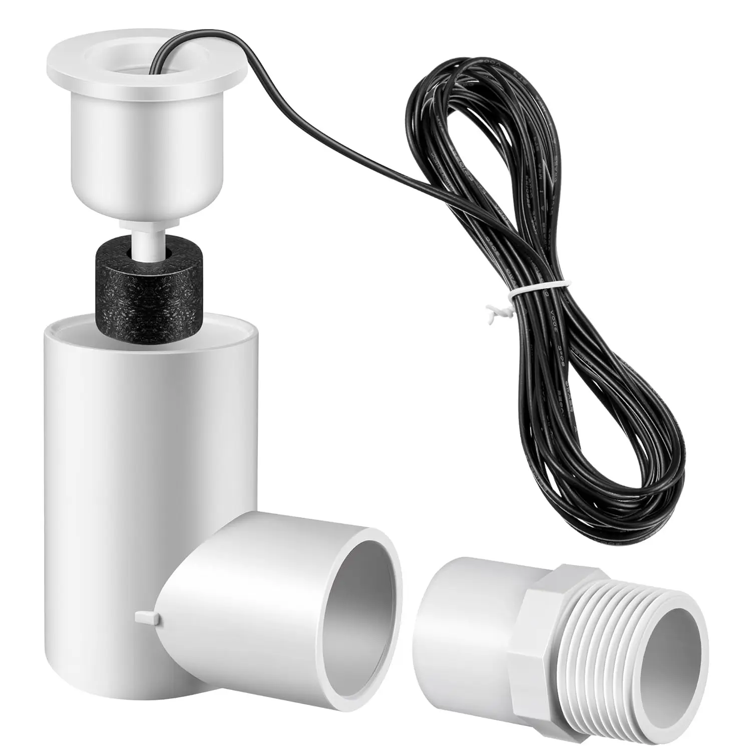 Single Unit SS2 Float Switch with 3/4" Adaptor, 6ft Wire & Removable Cover - Easy Installation AC Switch for HVAC Use with Leak Detect Function, Ss2 Metal