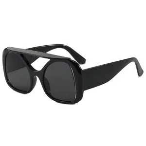 Unisex Double-Bridge Irregular Sunglasses, UV400 Protection AC Lenses PC Frame, Trendy Oversized Shades for Street Style & Daily Use