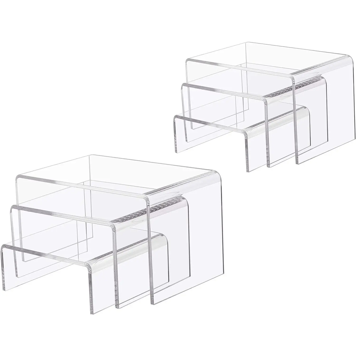 6- Clear  Rectangular Riser Stand For Retail Display