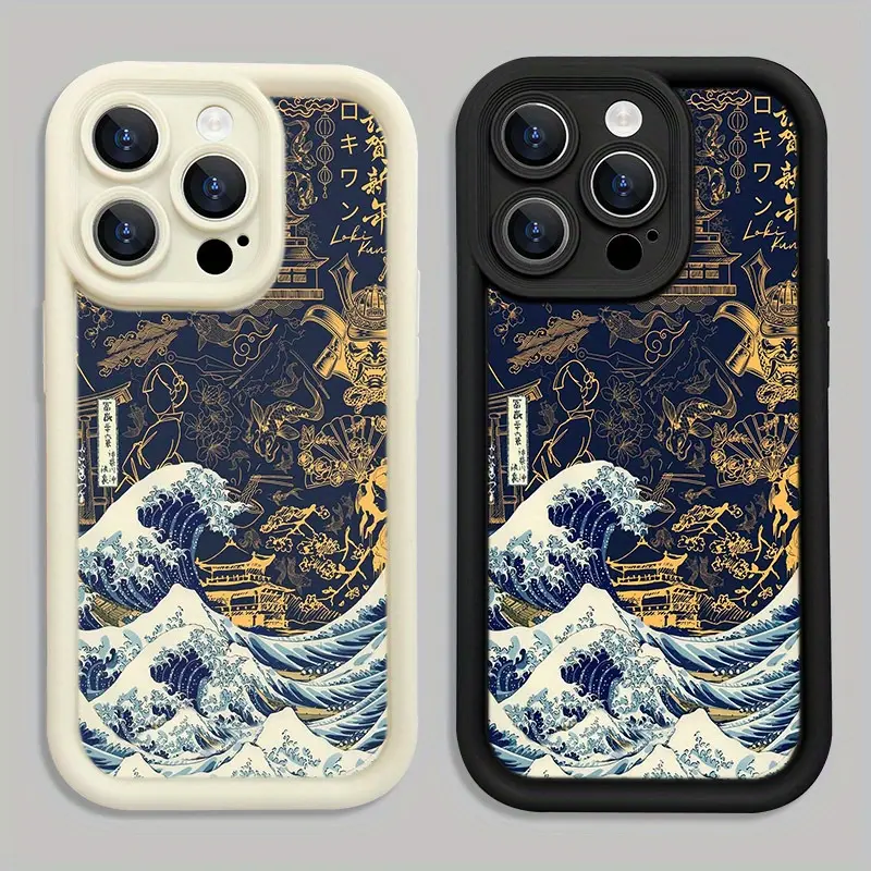 Wind elements painted roll phone case B395 for iPhone 16/15/14/13/12/11/Plus/Pro/Pro Max Series - Shockproof Case, Stylish Design