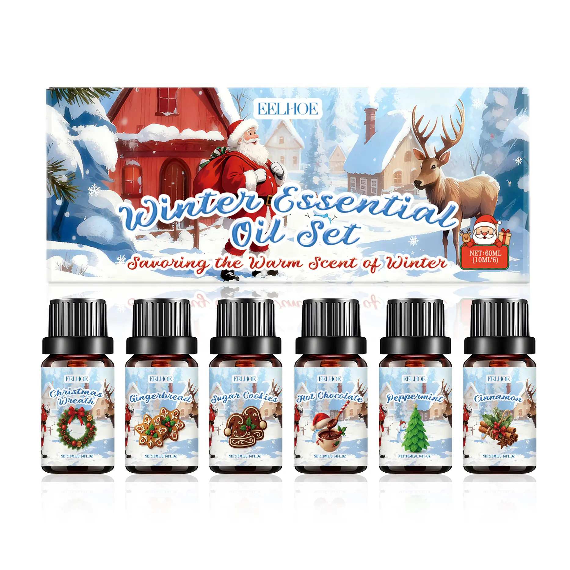 EELHOE Winter Aromatherapy Essential Oil Set Freshen Indoor Air And Create A Festive Atmosphere. Home Aromatherapy Essential Oil,Home Fragrances with Cozy Aroma,Aromatherapy Essential Oil,Pleasant Fragrant