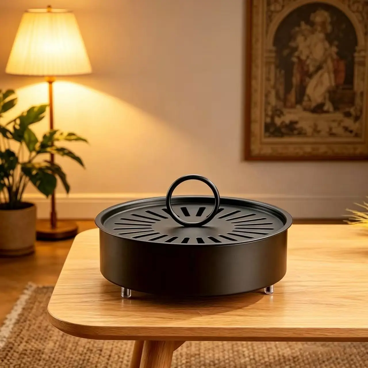 Metal Mosquito Repellent Tray with Lid, Fireproof and Heat-Resistant Scented Tray, Round Portable Iron Mosquito Box for Indoor and Outdoor Use, Bug Repellent