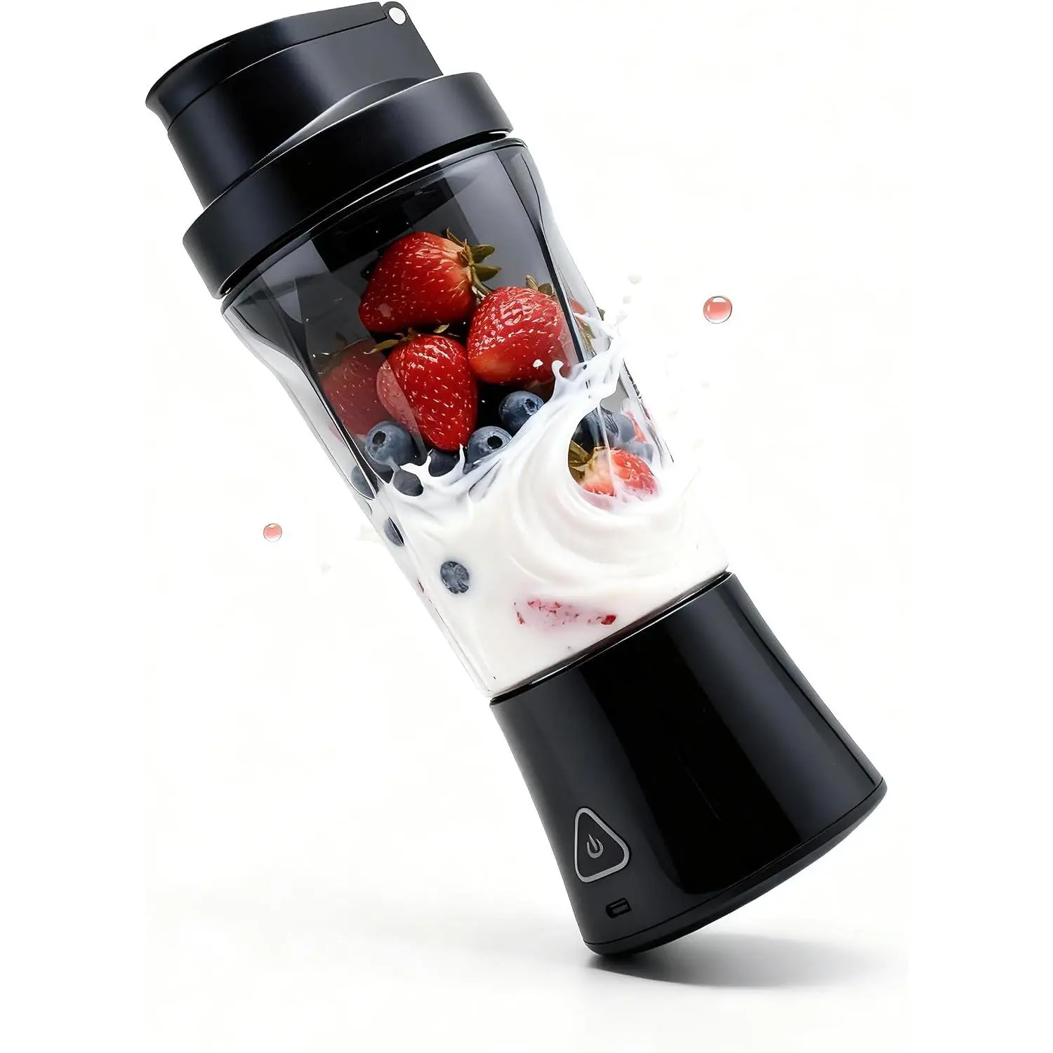 Personal Blender Cordless Rechargeable, 24oz Portable Blender for Shakes and Smoothies, Mini USB C Juicer Cup with 6 , , Black