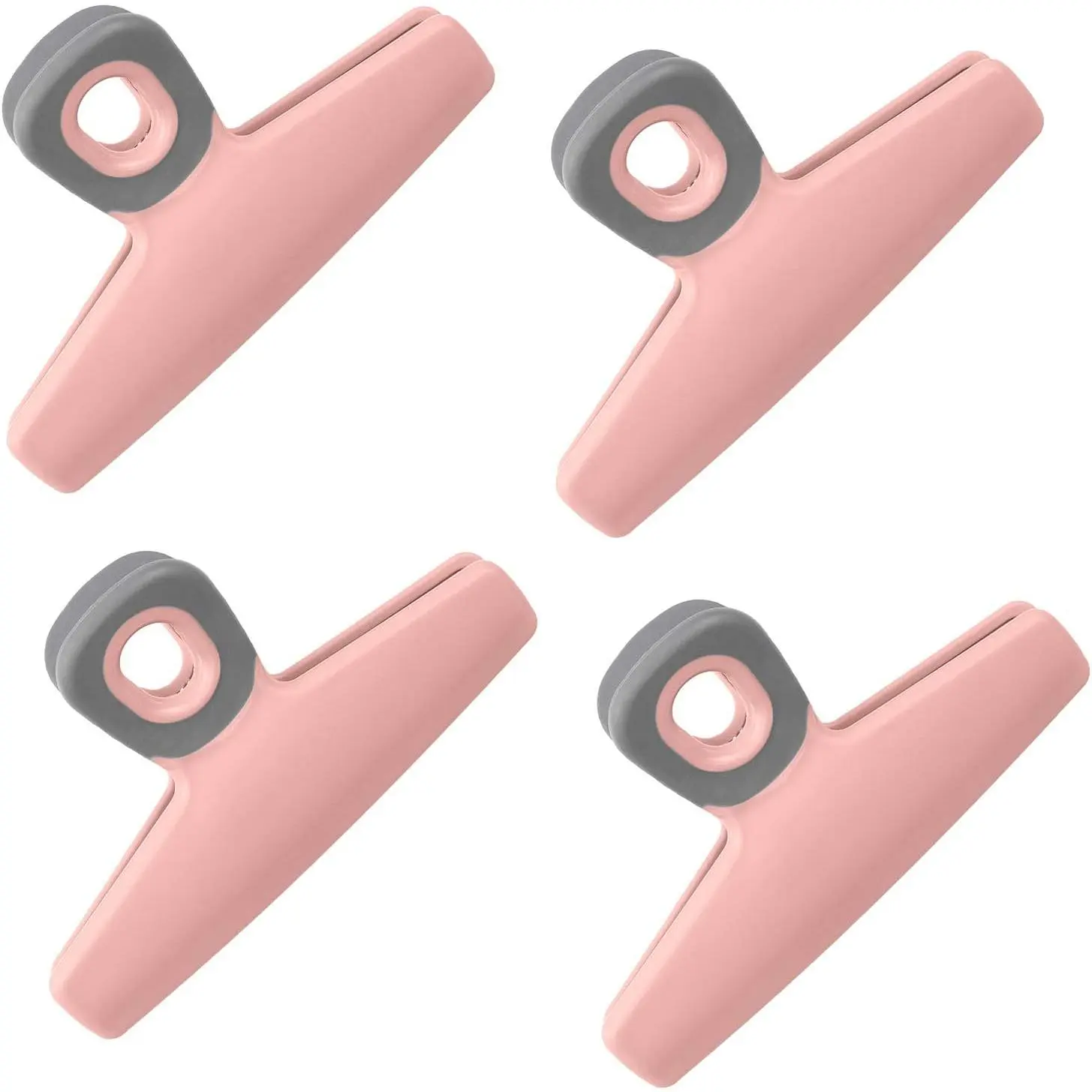 Food Clips - Wide Heavy Duty Chip Clips, Large Bag Clips for Food Storage with Air Tight Seal Grip, Pack of 4, Pink