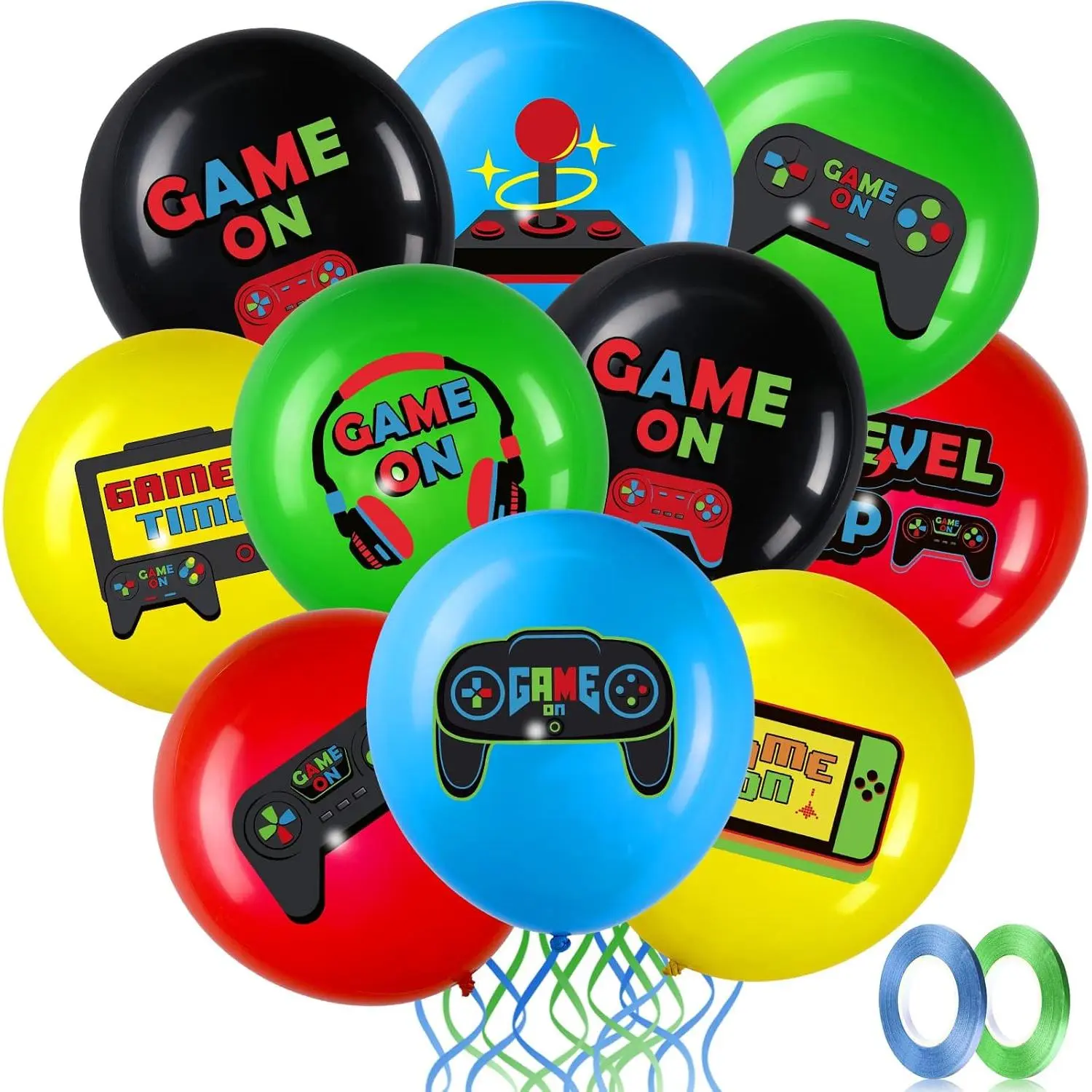 45 Pieces Video Party Birthday Balloons Set Gaming Black Latex Theme Balloons Decorations for Player up Party Supplies