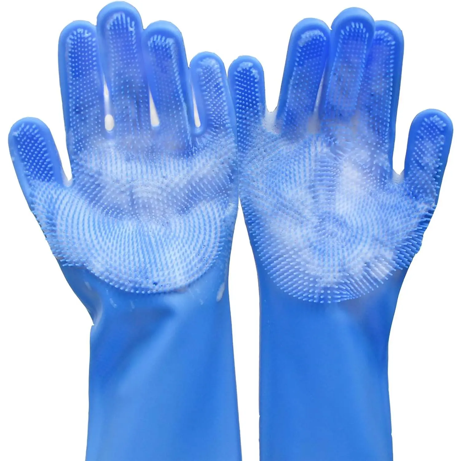 Pet Grooming Gloves, Dog Washing Gloves with High-Density Teeth, Heat Resistant Silicone Cat Hair Remover with Enhanced Five Finger Design, Bathing and Massaging for Dogs and Cats