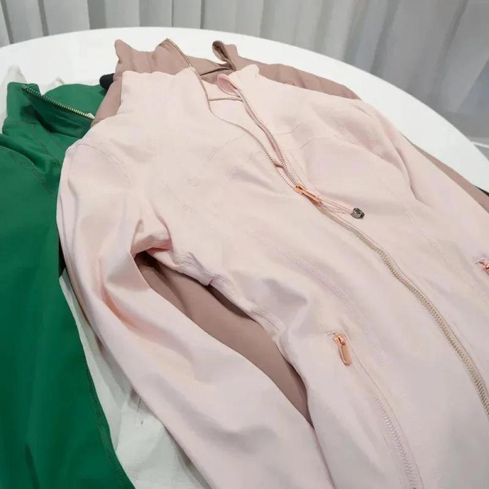 2026 Rose Gold Jacket Third Generation No Mesh Slim Fit Thin Sport Fitness Yoga Wear Stand Collar Outerwear For Women Versatile Daily