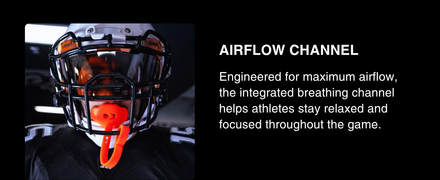 AGS SLEEFS Football Mouth Guard - Lip/Mouthguard with Helmet Strap - Lip/Teeth Protector Mouthpiece - No Boil - for Youth/Adults, Maximum Air Flow, for All Sports - Momma This One for You