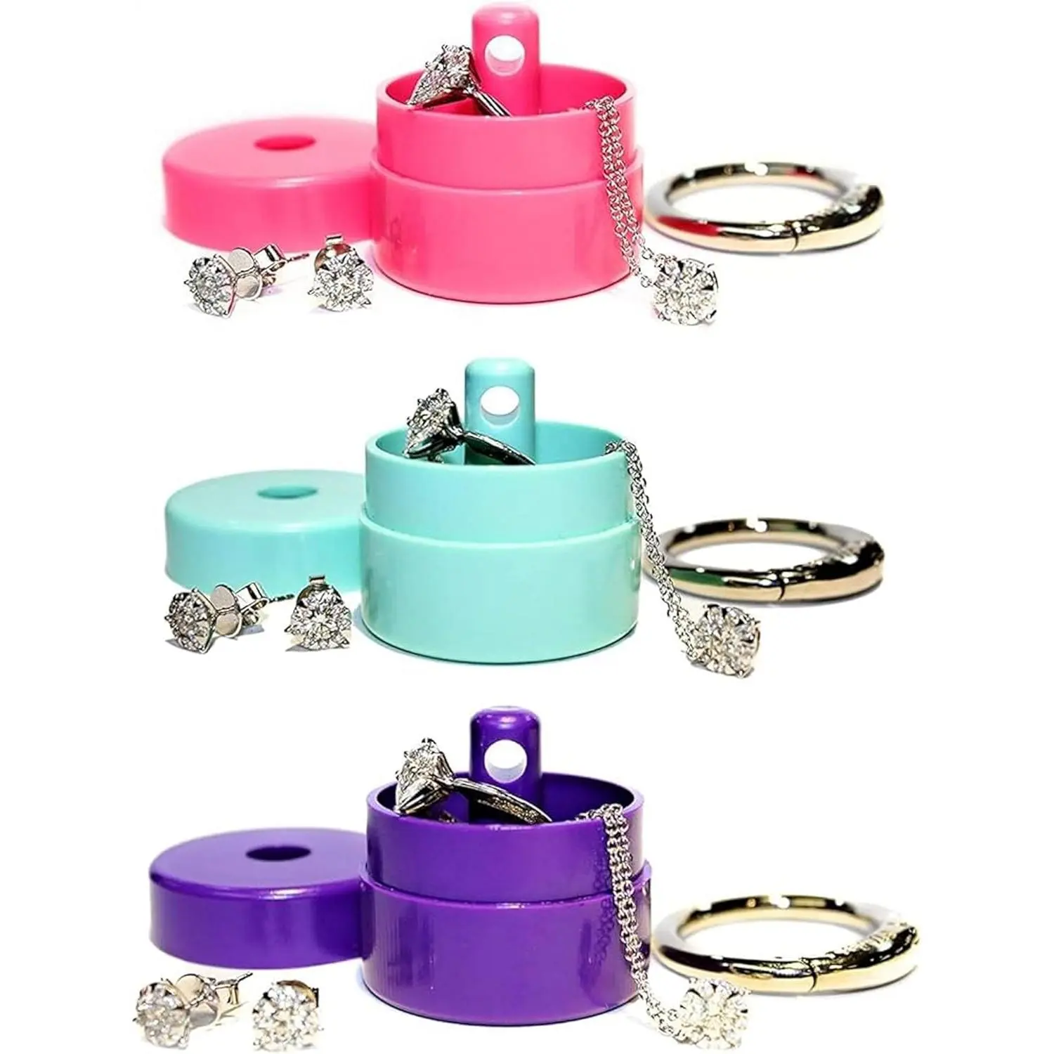 Travel Jewelry Box Case, Ring Holder on Shark Tank - Ring Holder for Women Girls with Keychain, Small Jewelry Organizer Boxes, Portable Ring Keeper Key Chain, Jewelry Storage Case