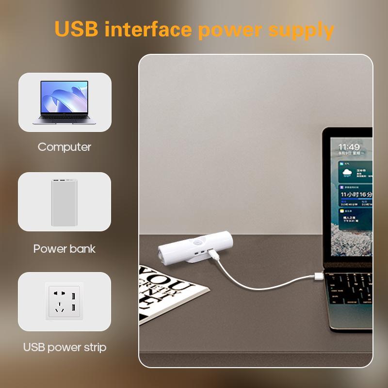 USB Rechargeable Motion Sensor Wall Light, Adjustable Brightness, Under Cabinet Lighting for Kitchen, Hallway, Closet, Stairs, Home Use, Multifunctional Lighting