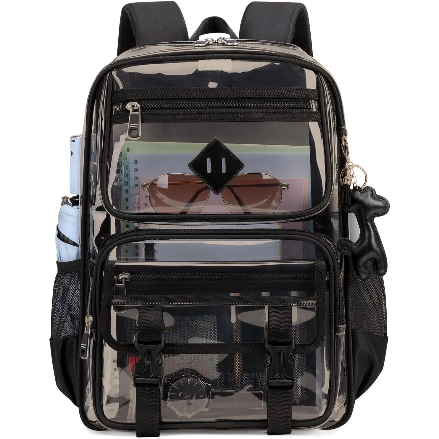 Clear Backpack for School, PVC Clear Bookbag Heavy Duty Transparent Backpack for Stadium Events See Through BagGift