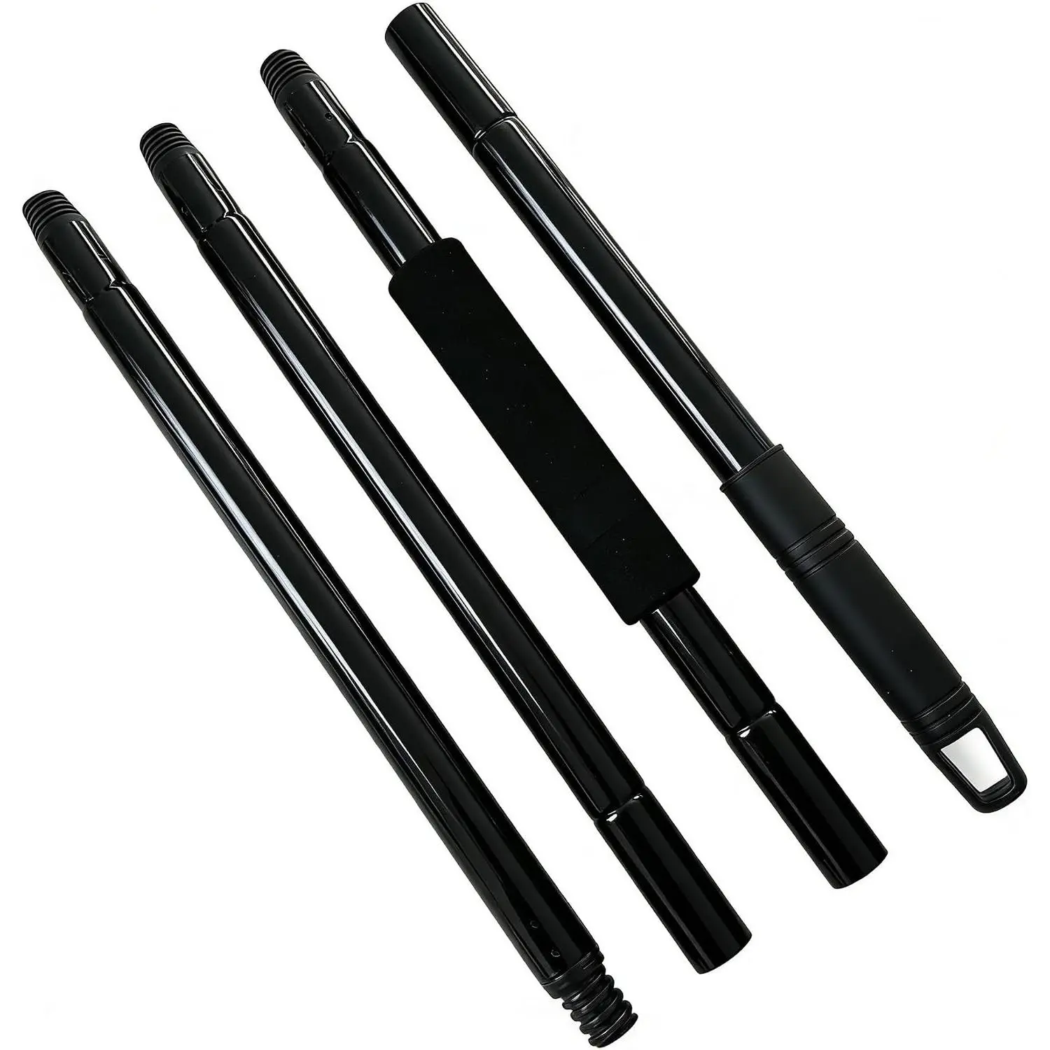 4-Section Universal Replacement Mop & Broom Handle, 57 Inch/145cm Heavy Duty Pole with EVA Foam Soft Grip, Standard American Threading Fits Most Mop and Broom Heads (Black)