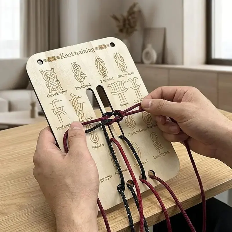 16 Beginner Knot-Tying Methods Training Board Set, Adult Outdoor Survival Camping Climbing Practice, Essential Knot Learning Tool