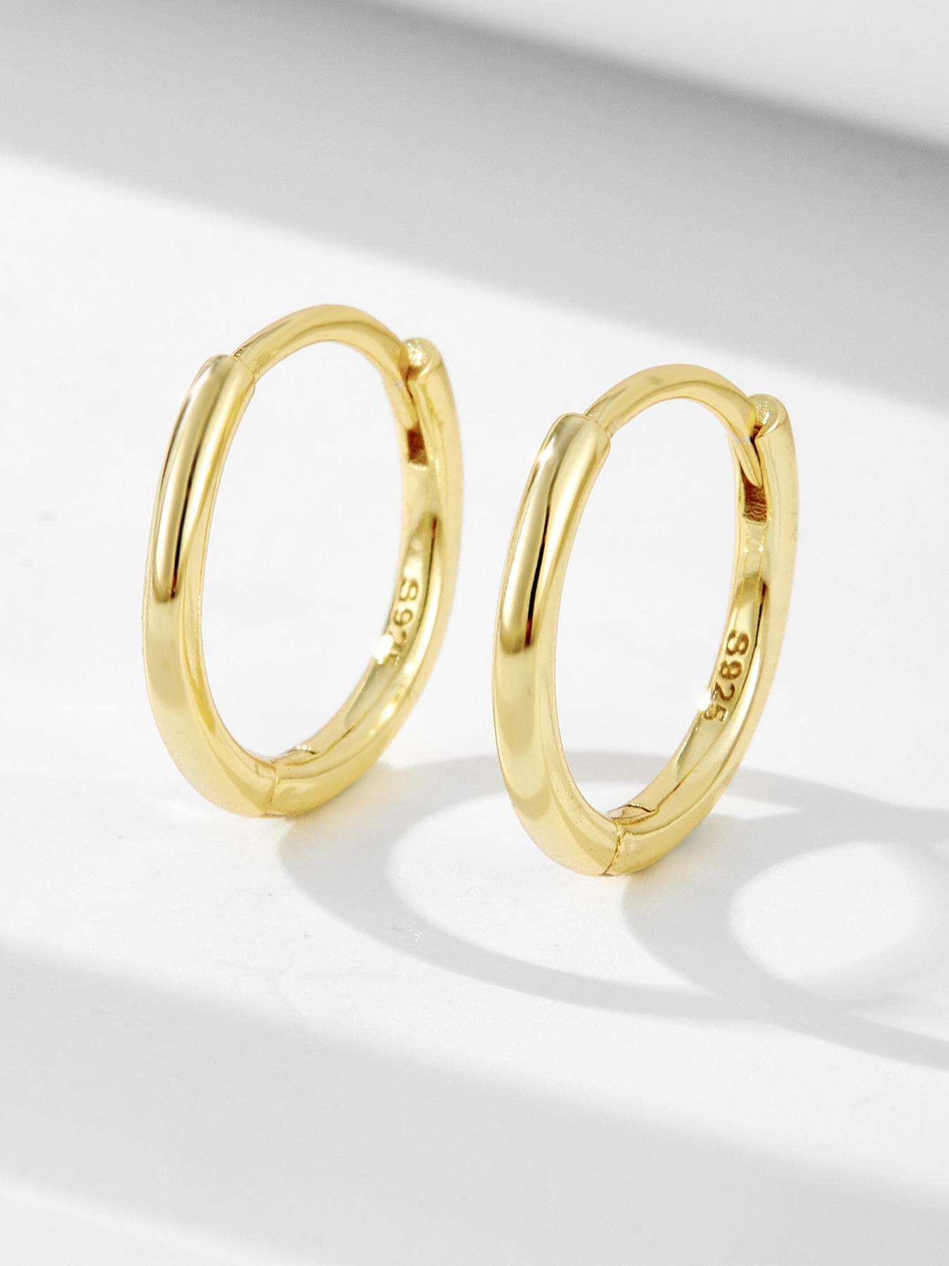 S925 Sterling Silver Hoop Earrings, Fashionable Minimalist Hoop Earrings for Women & Girls, Trendy All-match & Exquisite Jewelry for Birthday Gift