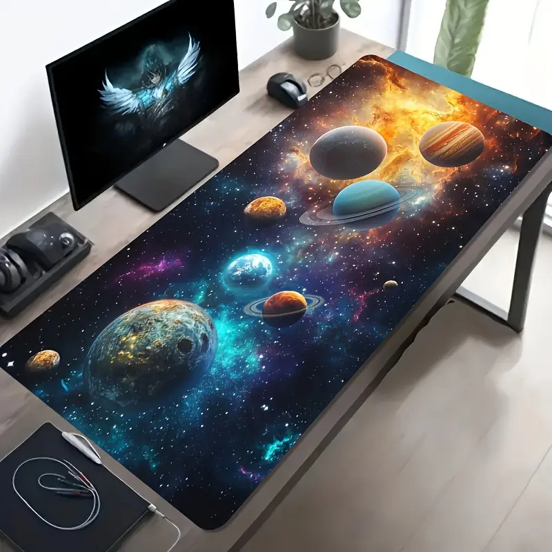 1 Large‑Sized Esports Gaming Mouse Pad, Colorful Galaxy, Planet Cluster & Nebula Design, Rubber Base, Extra‑Long Desk Mat, Multi‑Purpose Office & Study Desktop Decor, Ideal Gift for Gamers and Stylish Desk Setup