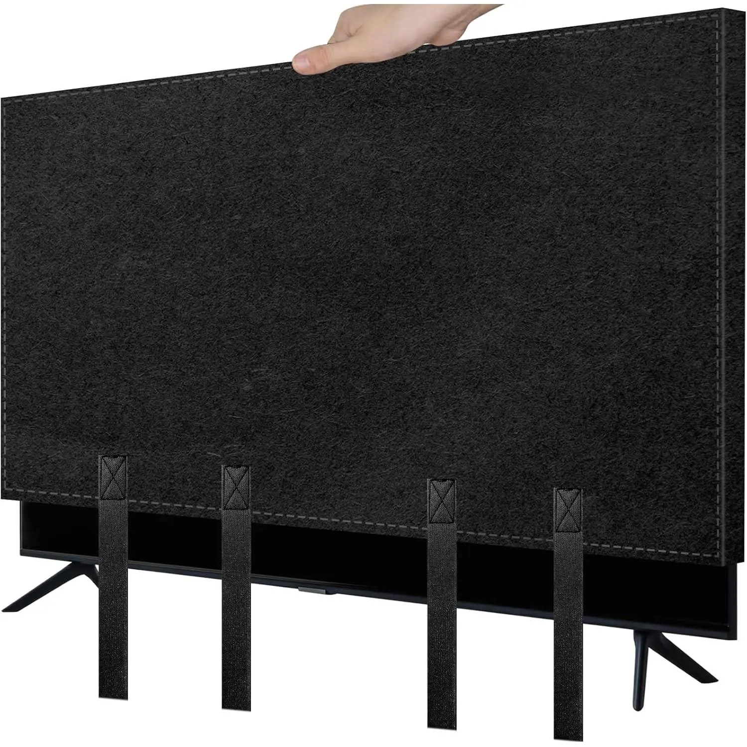 TV Cover for Moving, Fits 70"-75" Flat Screen TV, Dustproof Felt Anti-Scratch TV Moving Cover with Bottom Strap for House Moving, Home Renovation (L)