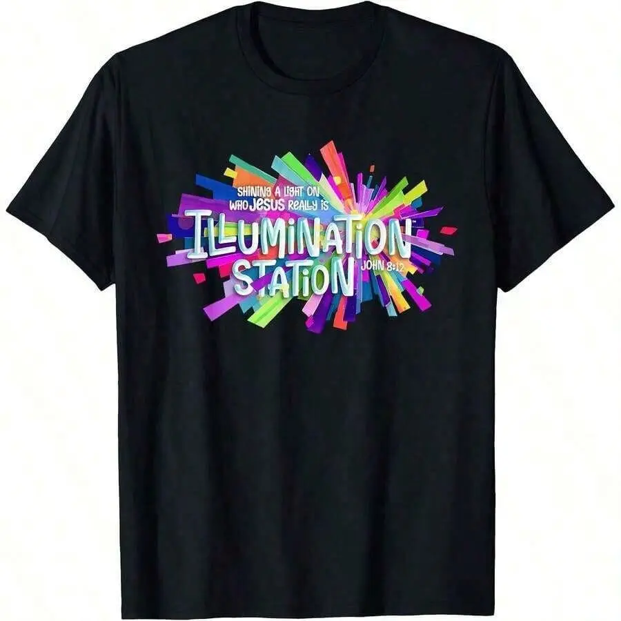 2026 Illumination Station VBS Tee Shining A Light On Who Jesus Really Is Bible Verse John 8:12 Christian Religious Graphic T Shirt For Adults Church Vacation Bible School