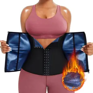 Women's Zipper Sweat Corset Waist Trimmer Sport Workout Postpartum Shapewear Tummy Wrap Sauna Belt Band