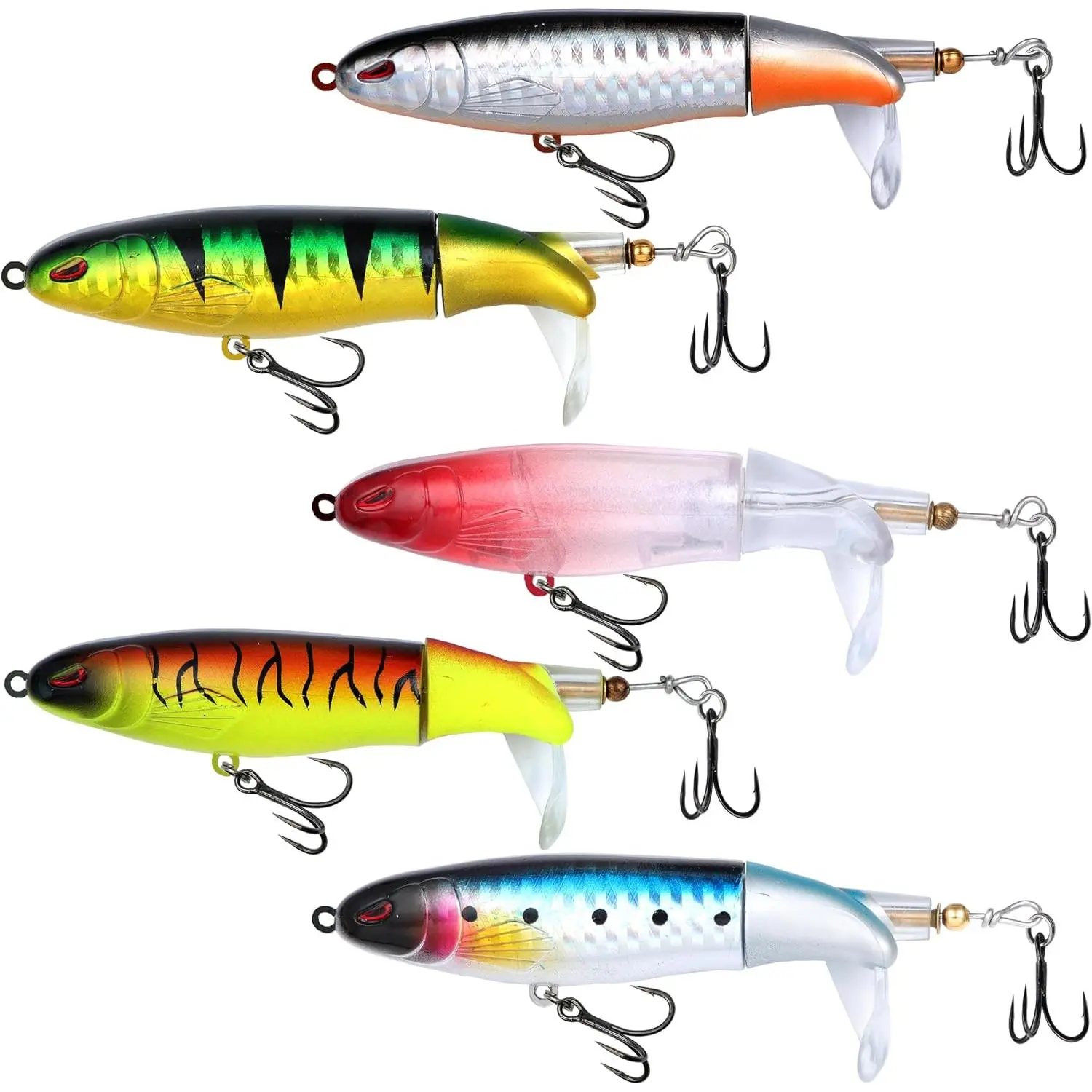 Tail Prop Lure Fishing Lures Bubble Popper Lures Kit Plopping Bass Lure Floating Pencil BassBait Topwater Fishing Lures withTackle Box