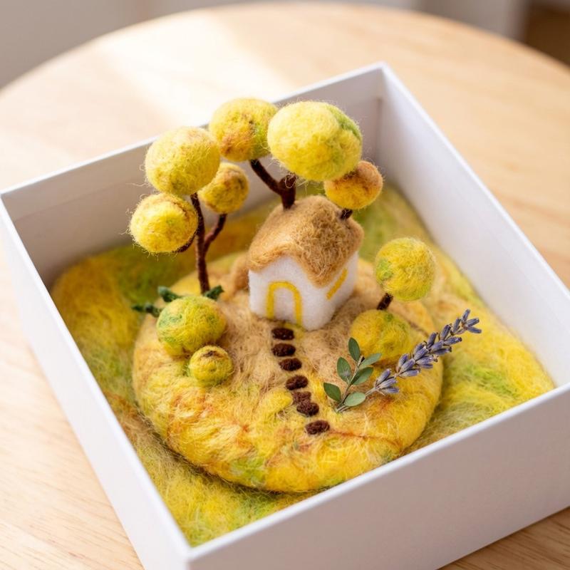 1Set Needle Felting Kit, Felting kits for Beginners adult with Step-by-Step Tutorials, Four Seasons House Scene DIY Felting Kit, Cute Funny Home Decorative Ornaments, Birthday Valentine's Day and Christmas Novelty Gifts