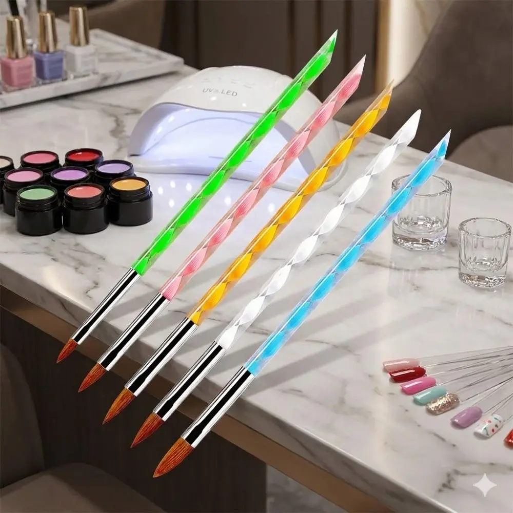 Professional Nail Art Brush Set - Multi-Function Kit with Flat, Angled, Ombre, Detail & Fan Brushes. Anti-Shedding Synthetic Bristles, Rust-Proof Handle, Ergonomic Design. Ideal for Acrylic, Gel & UV Nails. Perfect for Salon & Diy Beginners.