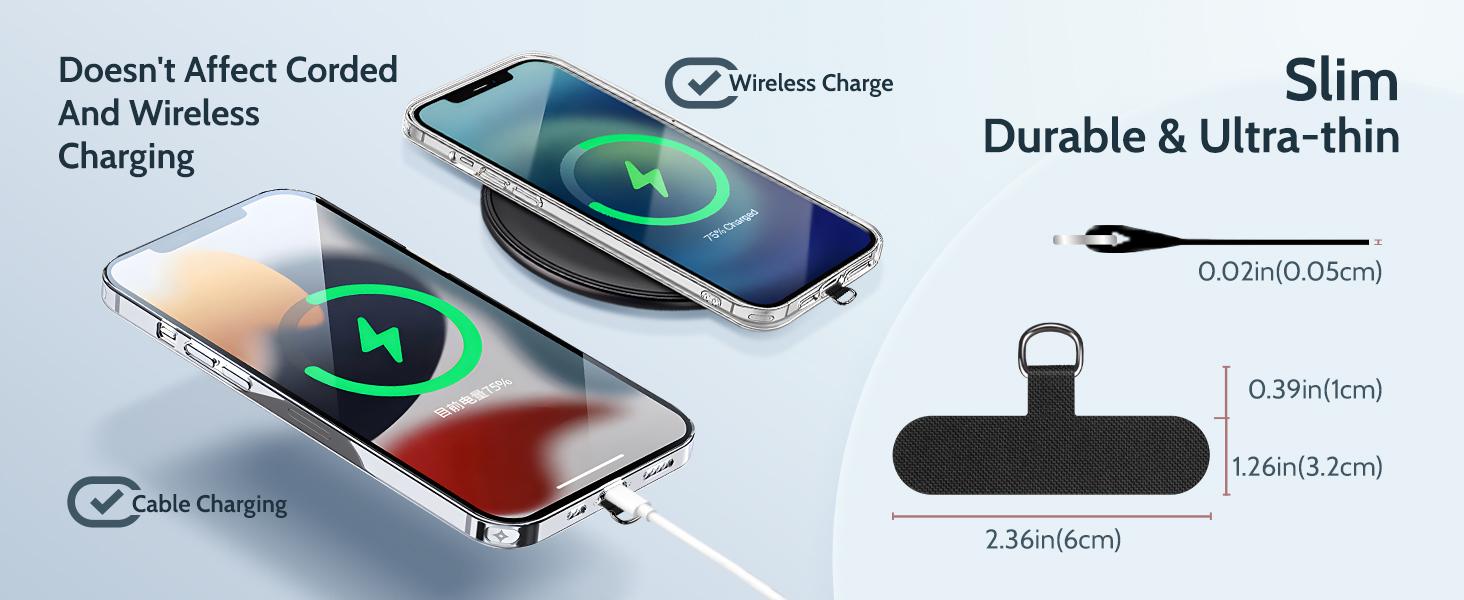 2 Pack Tether Tab Patches for Phone Lanyard Compatible with iPhone & All Smartphones